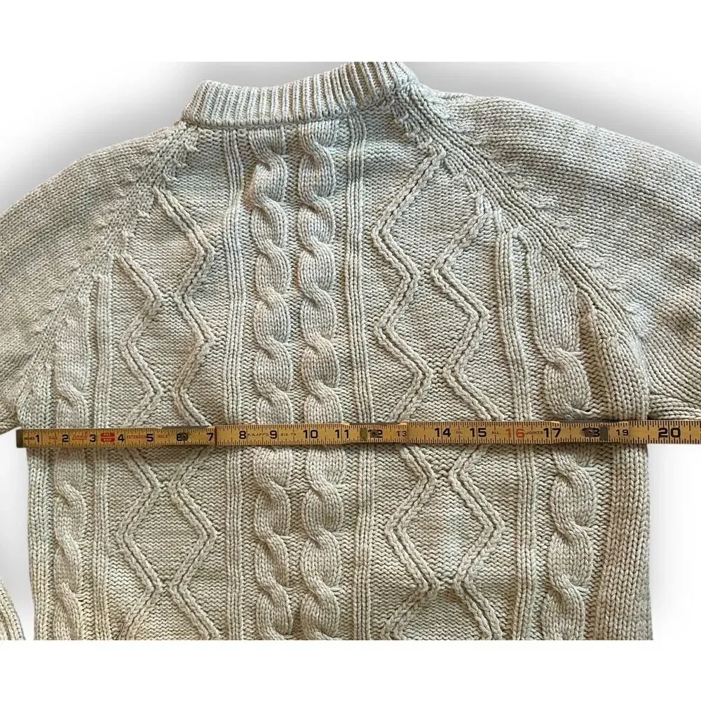Vtg Madison Cable Stitch Fishermans Sweater Cream Acrylic Stockholm Style Chunky